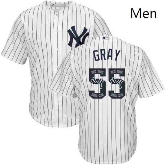 Mens Majestic New York Yankees 55 Sonny Gray Authentic White Team Logo Fashion MLB Jersey